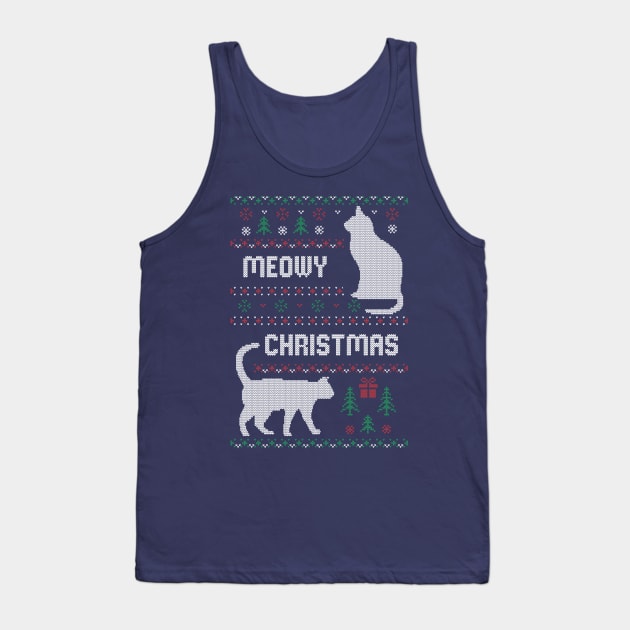 Meowy Christmas Sweater Tank Top by gnotorious